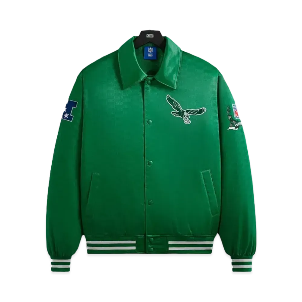 Kith x the NFL: Eagles Satin Bomber Jacket "Parrot"