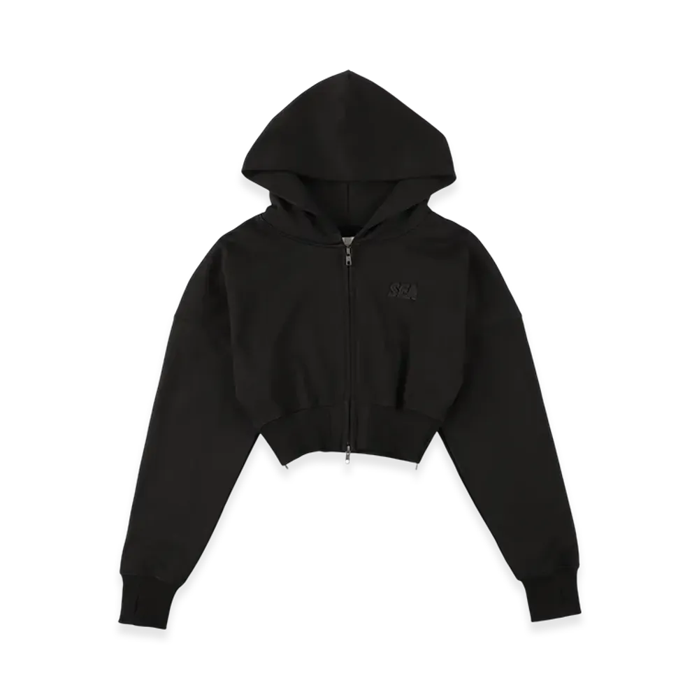 WIND AND SEA Cozy Zip Cropped Hooded Sweatshirt(Ladies) "Black"