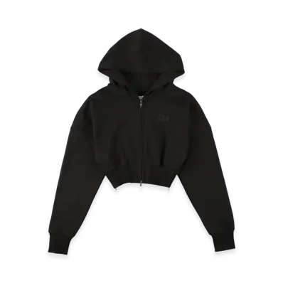 WIND AND SEA Cozy Zip Cropped Hooded Sweatshirt(Ladies) "Black"