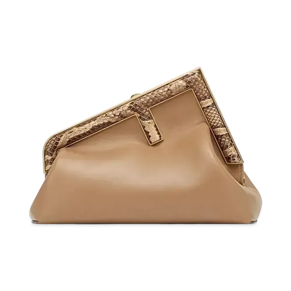 FENDI First Small Leather Bag Exotic Deter "Beige"