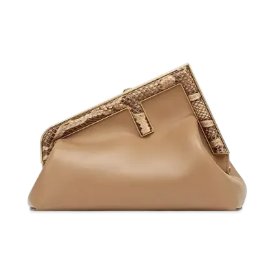 FENDI First Small Leather Bag Exotic Deter "Beige"