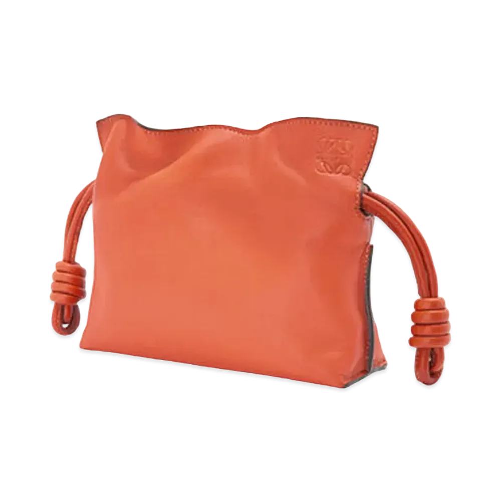 LOEWE Nano Flamenco Clutch In Nappa Calfskin "Vermillion"