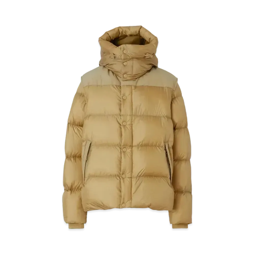 Burberry Men's Detachable Sleeve Hooded Puffer Jacket "Beige"