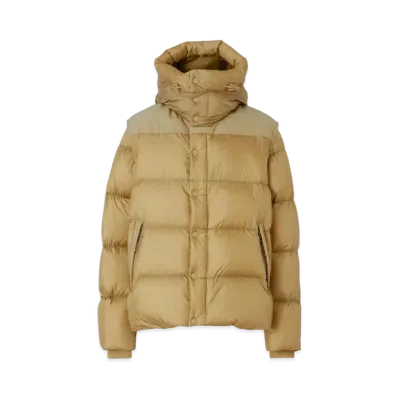 Burberry Men's Detachable Sleeve Hooded Puffer Jacket "Beige"