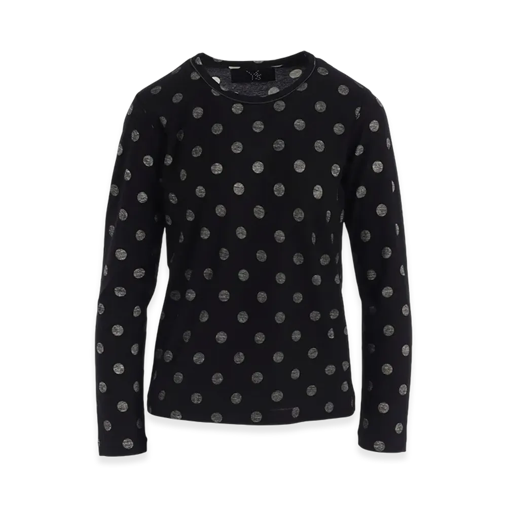 Y's Polka Dot Y's Stitch Long Sleeve T "Black"