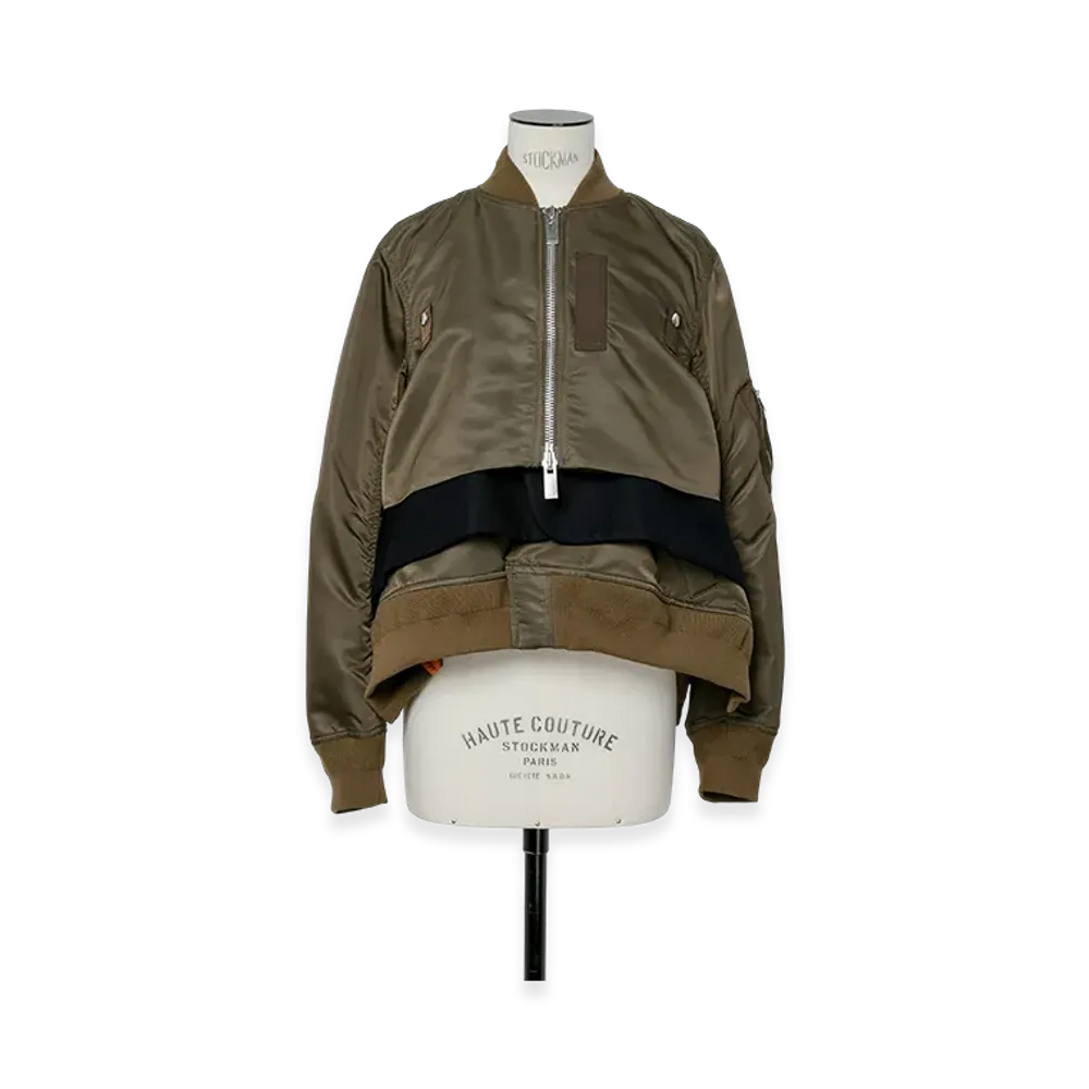 sacai Nylon Twill x Wool Melton Blouson "Dark Khaki"