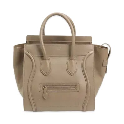CELINE Mini Luggage Handbag In Calfskin "Beige"