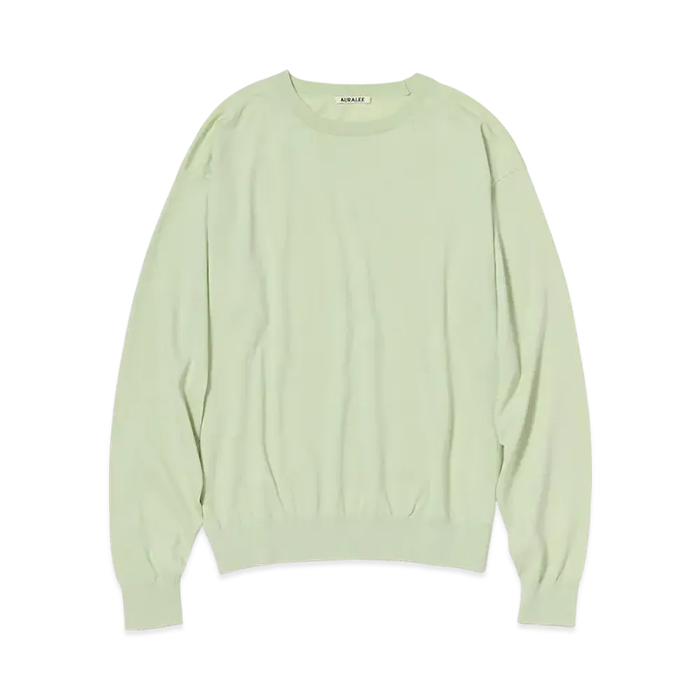 AURALEE Super High Gauge Cotton Knit P/O "Light Pistachio"