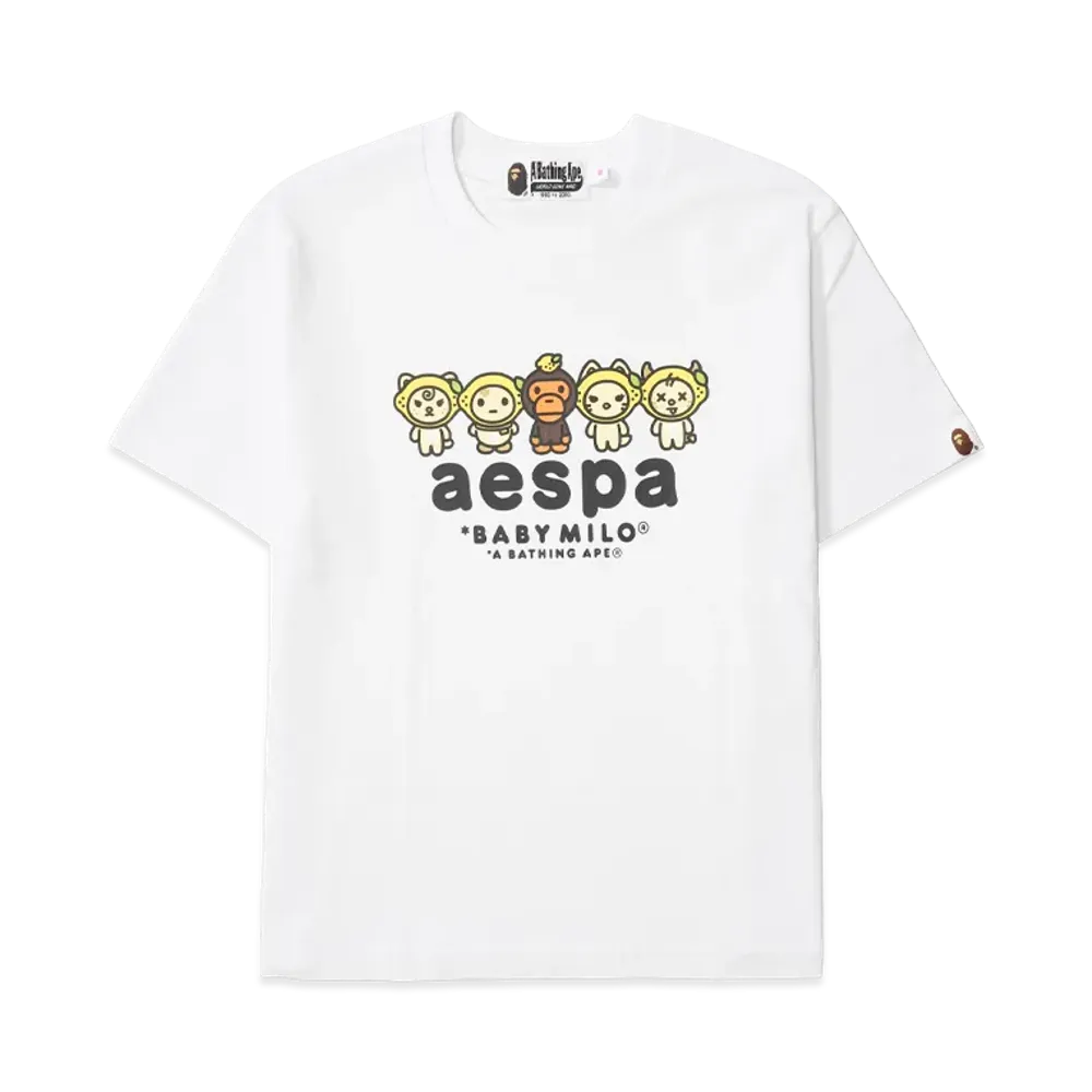 A BATHING APE x aespa Women's Baby Milo Lemonade Mini Tee "White"