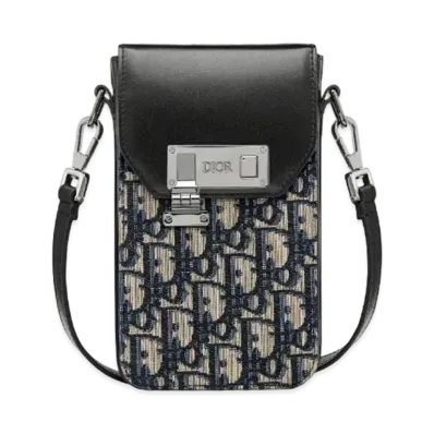 Dior Burtical Pouch Dior Oblique Jacquard & Smooth Curf Skin "Beige"
