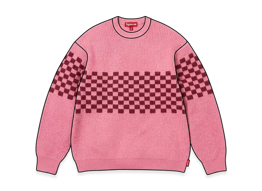 Supreme Checkerboard Pilled Sweater "Pink"
