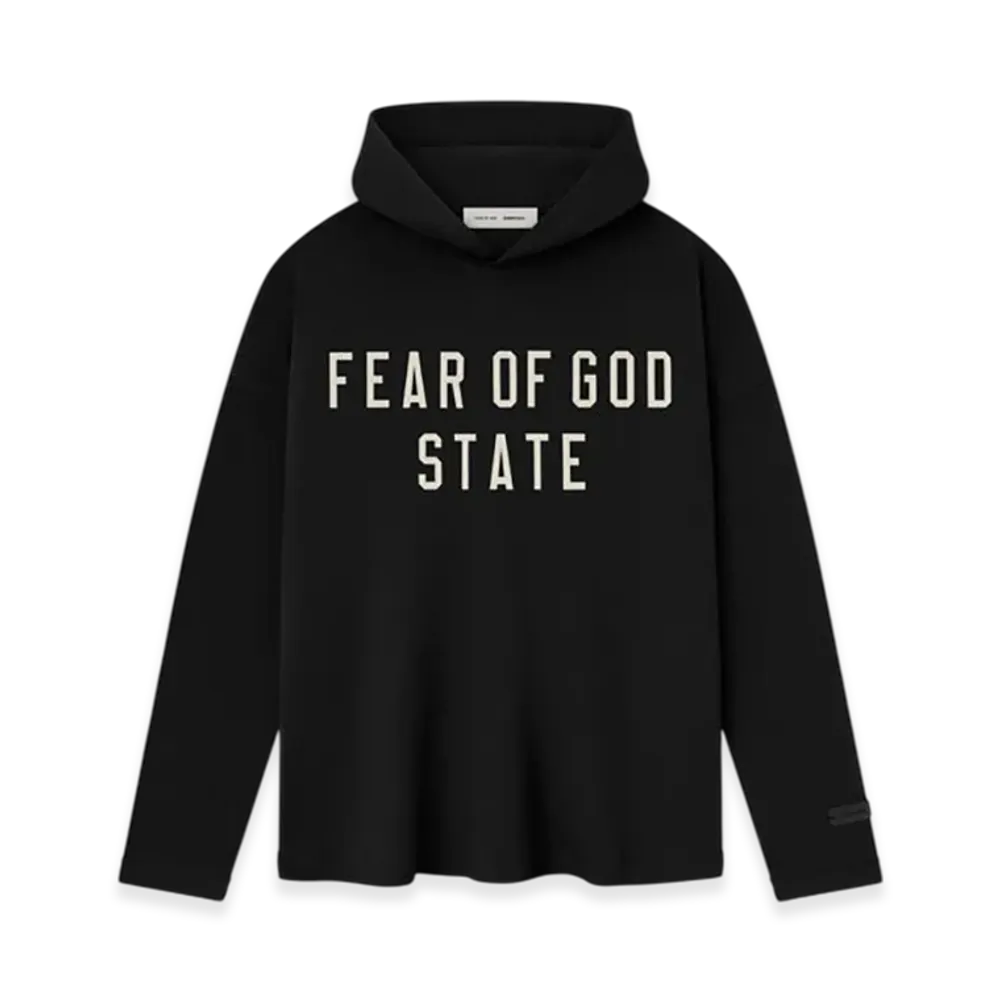 FEAR OF GOD ESSENTIALS Women's Jersey Long Sleeve Hoodie "Jet Black"