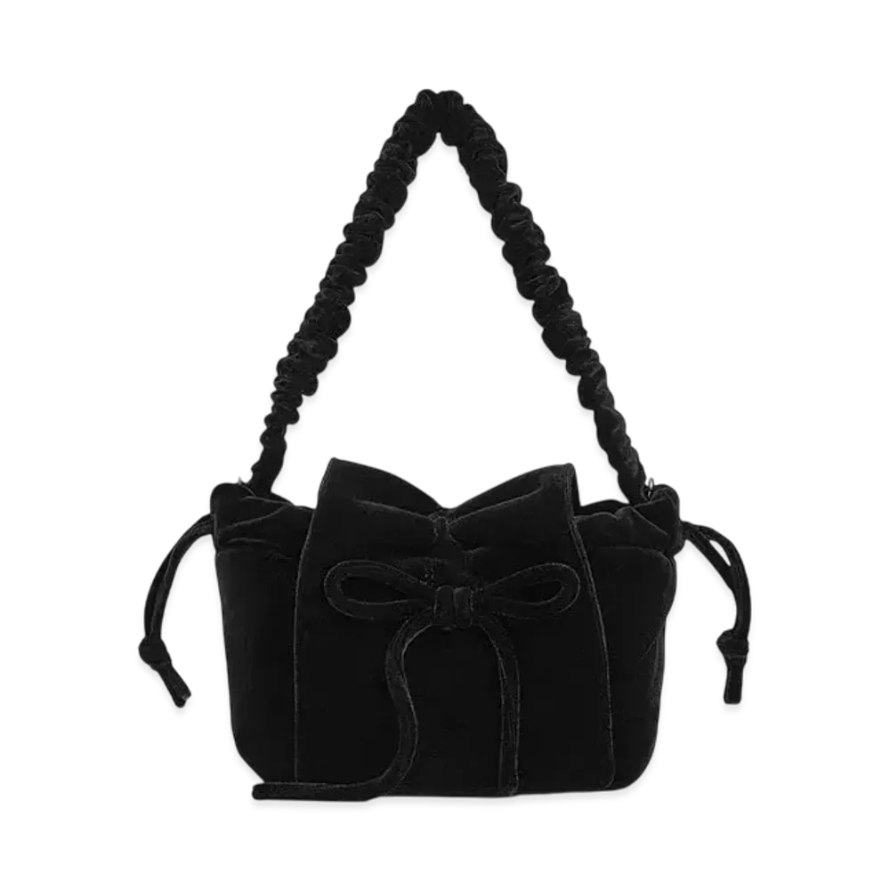 CHARLES & KEITH Velvet Bowl Ruched Top Handle Bag "Black"