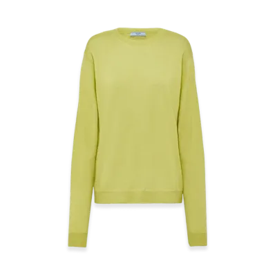 PRADA Women's Cashmere Crewneck Sweater "Lime Green"