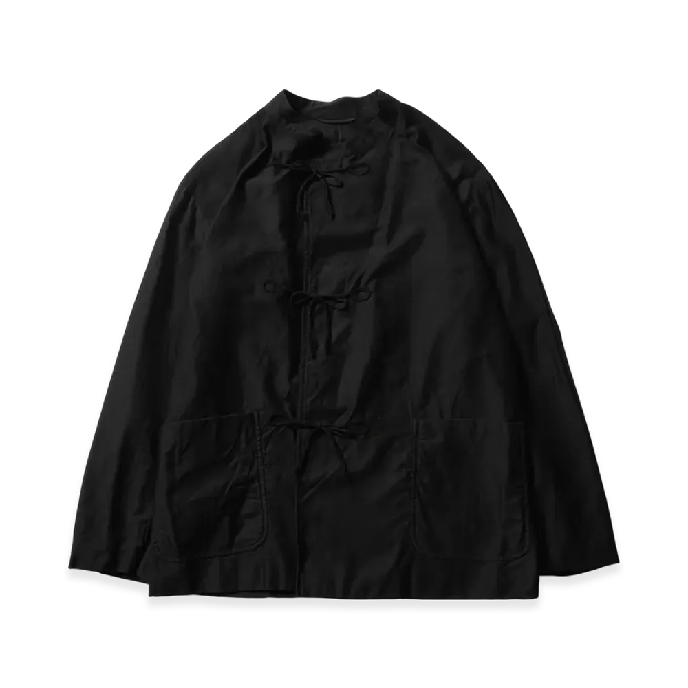 COMOLI Cotton Sateen Stand Collar Jacket "Black"
