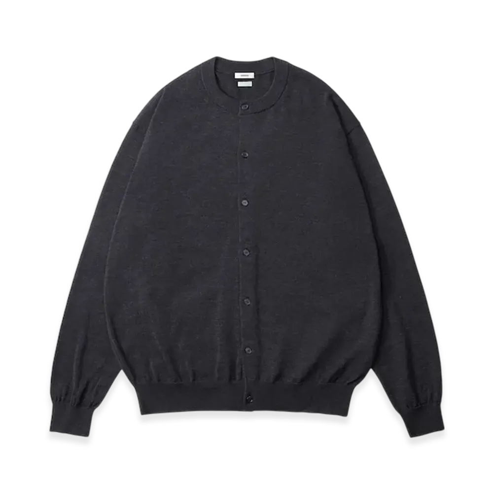everyone x A.PRESSE Wool Knit Crew Neck Cardigan "Charcoal"