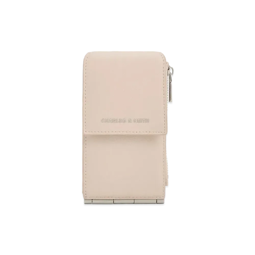 CHARLES & KEITH Carla Trifold Side Zip Card Holder "Oat"