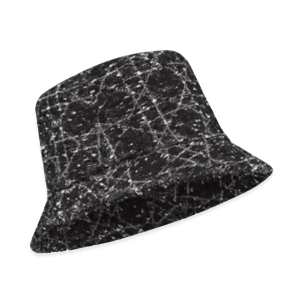 Dior Teddy D Macrocannage Small Brim Bucket Hat Tweed "Black/White"