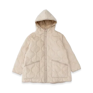 HYKE Women's Fleece Quilted Hooded Jacket "Cream"