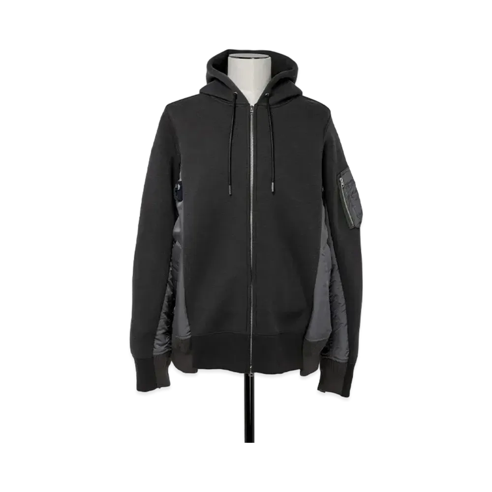 sacai Sponge Sweat x Nylon Twill Hoodie "Charcoal Gray"