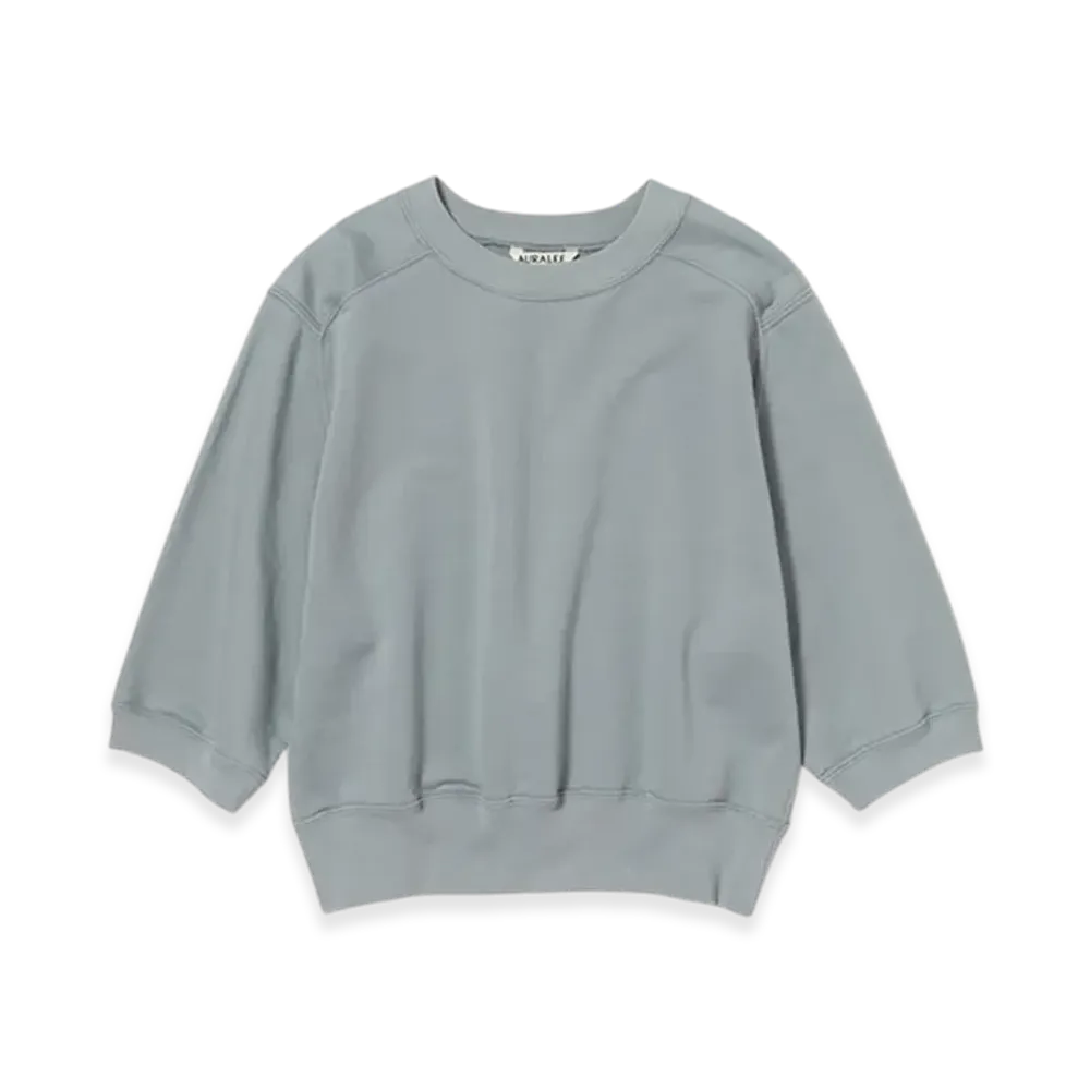 AURALEE Elastic High Gauge Sweat Half Sleeved P/O "Ash Grey"