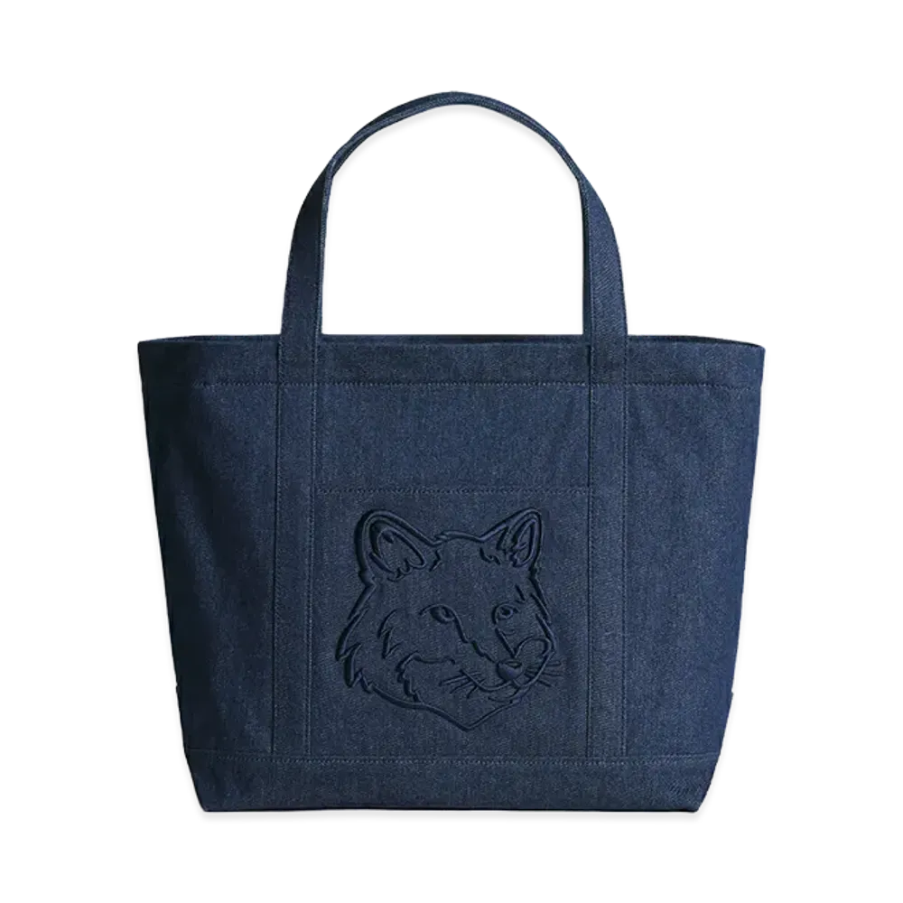 Maison Kitsune Women's Fox Head Large Tote "Indigo"