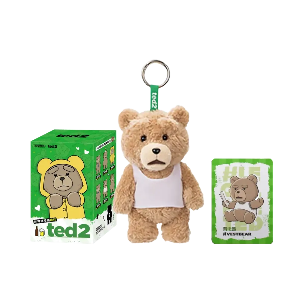 POP MART Ted2 Teddy Bear Action Plush Pendant Series Vest Bear