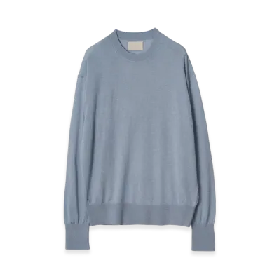 YOKE Silk Cashmere Sheer Swrater "Blue"