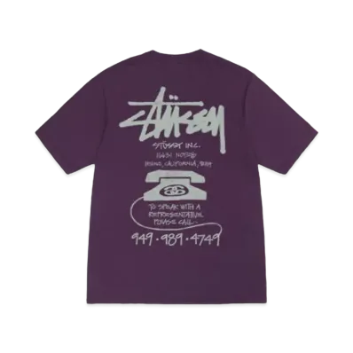 Stussy Old Phone Tee Pigment Dyed "Purple"