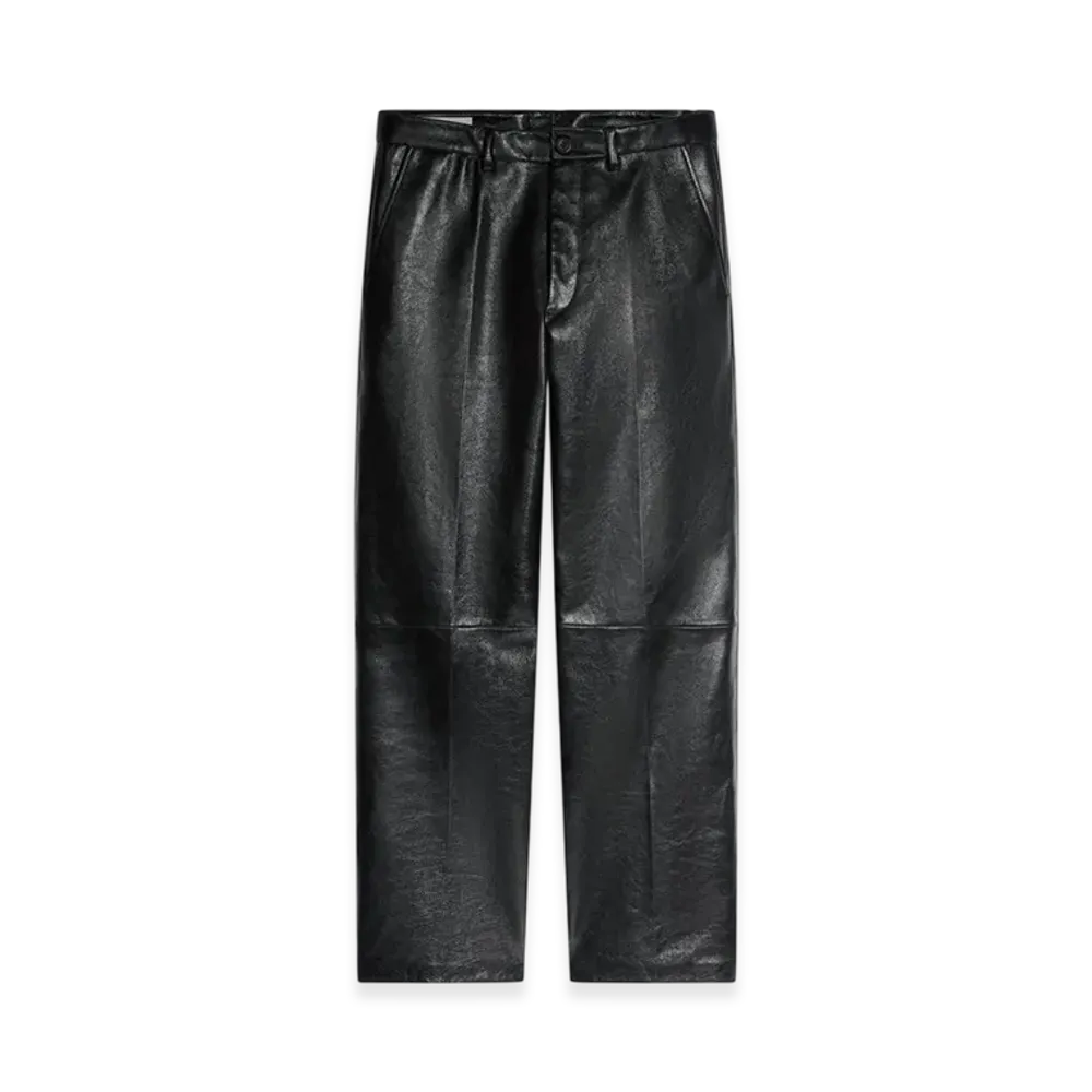 DRIES VAN NOTEN Cropped Leather Pants "Black"