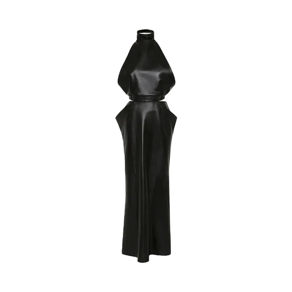 Alexander McQUEEN Leather Halter Dress "Black"