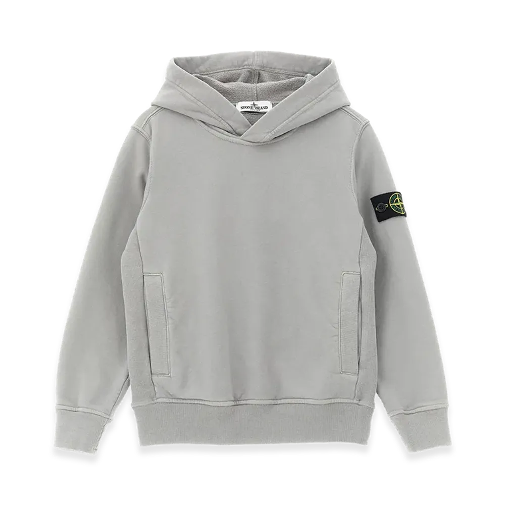 Stone Island Kids Logo Badge Hoodie "Gray"