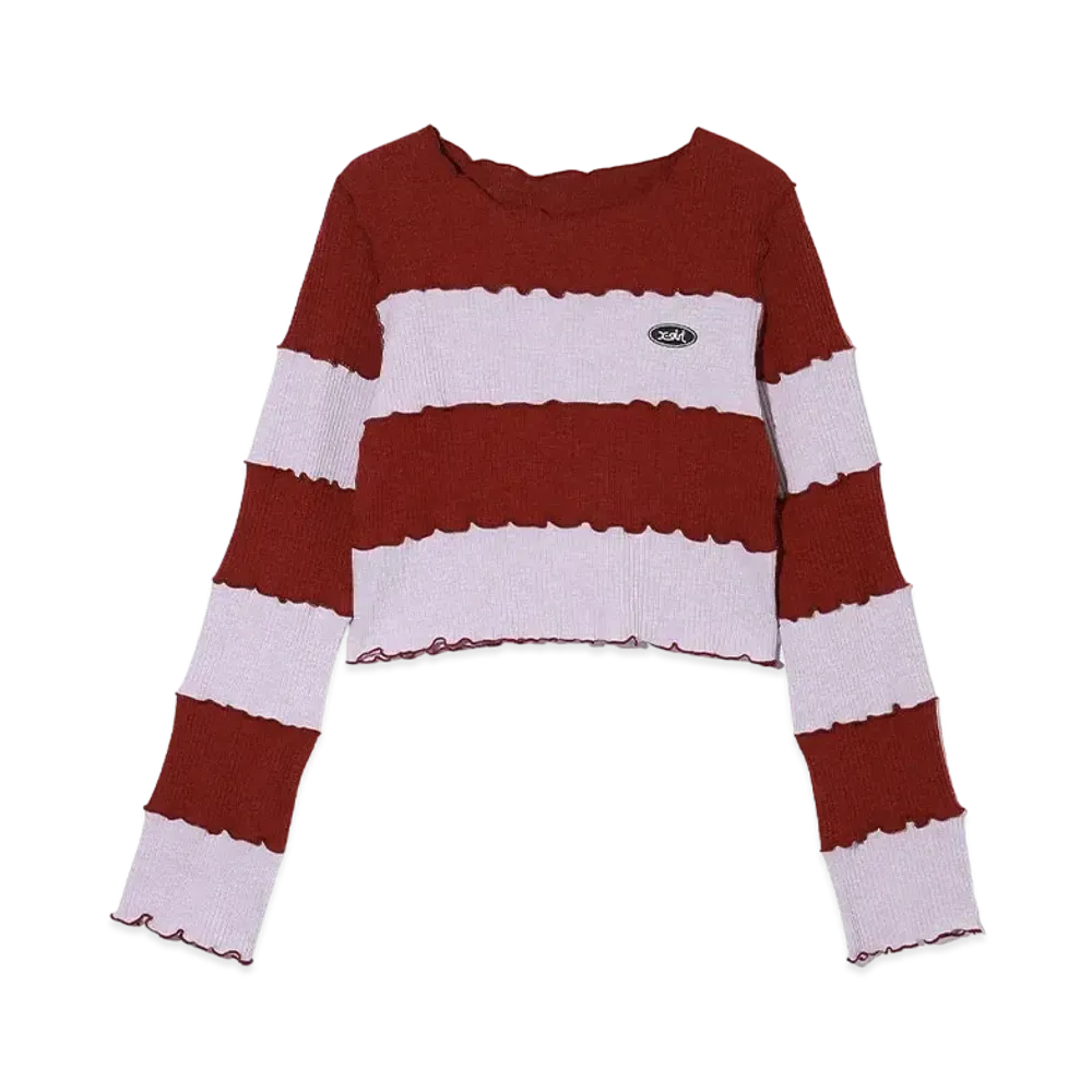 X-Girl Striped Cropped Top "Burgundy"