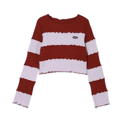 X-Girl Striped Cropped Top "Burgundy"