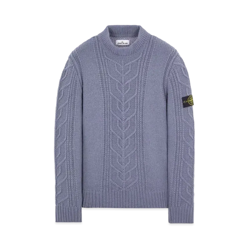 Stone Island 569D4 LAMBSWOOL WITH ARAN MOTIF "Pastel Blue"