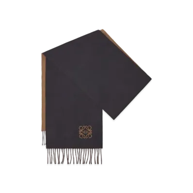 LOEWE Bicolor Scarf Wool & Cashmere "Navy/Brown"