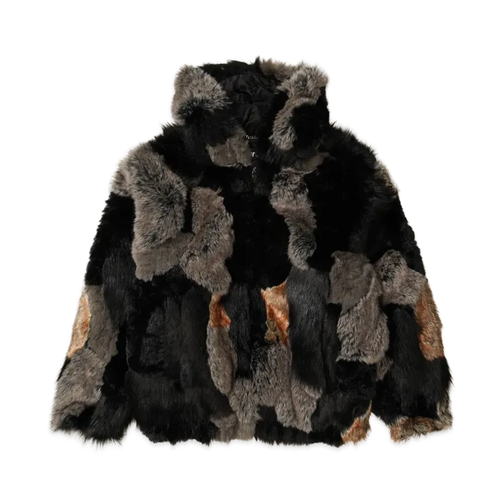 Supreme Patchwork WINDSTOPPER Hooded Faux Fur Jacket "Black"