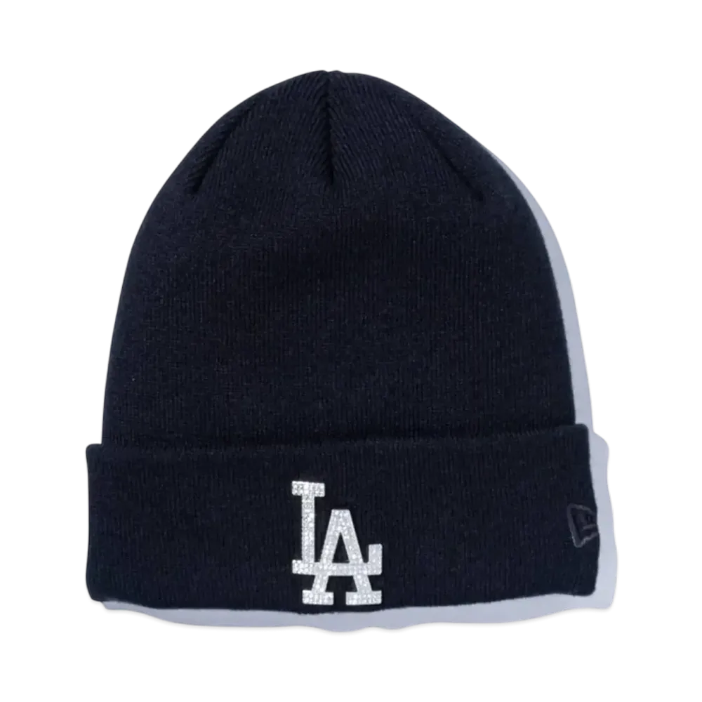NEW ERA Basic Cuff Knit MLB Rhinestone Badge Los Angeles Dodgers "Black"