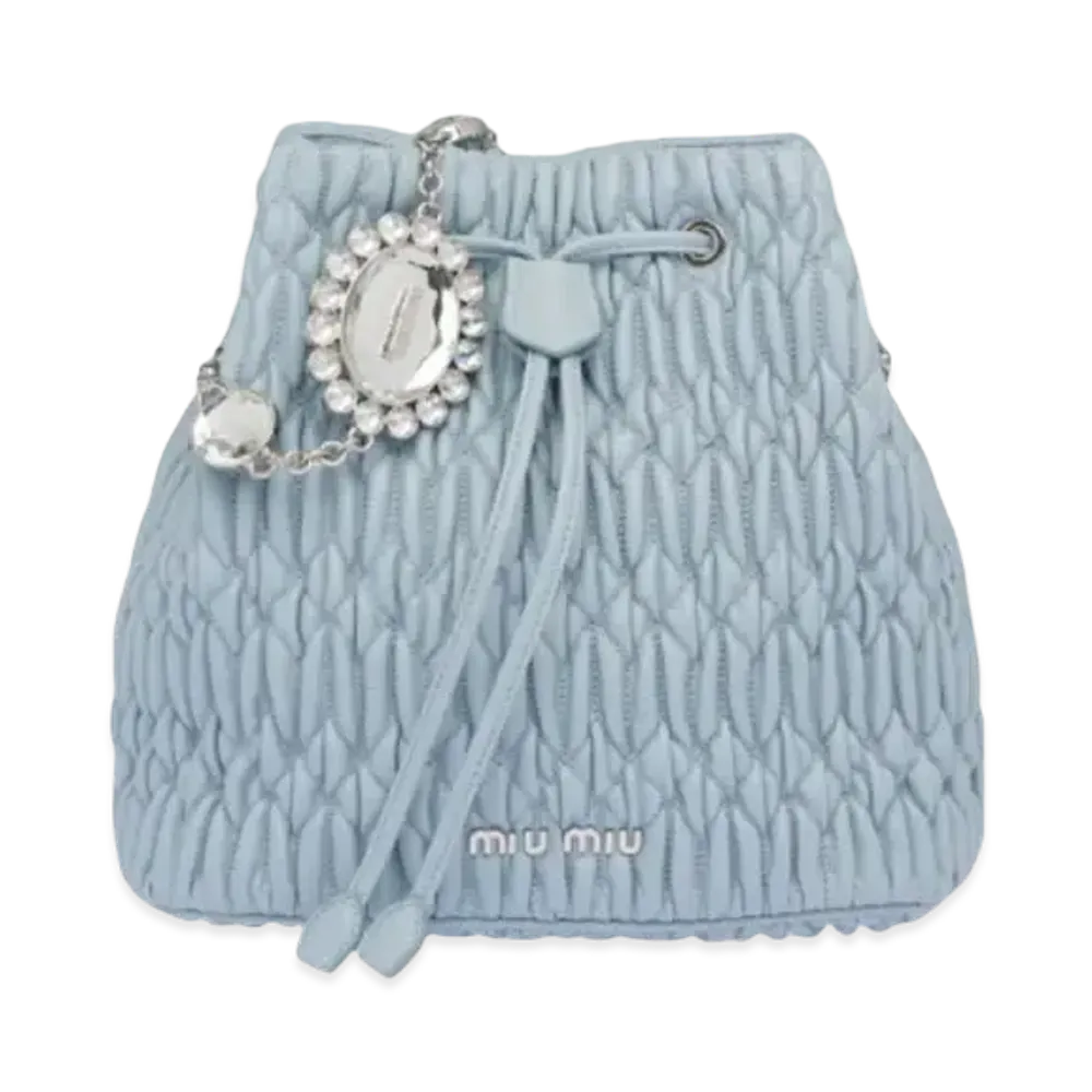 MIU MIU Mi Crister Nappa Leather Bucket Bag "Sky Blue"