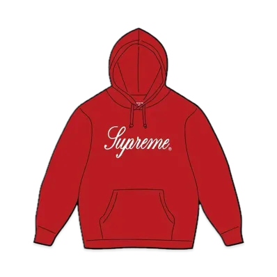 Supreme Raised Script Hooded Sweatshirt "Red"