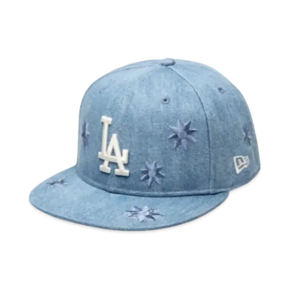 NEW ERA 59Fifty Flower Embroidery Los Angeles Dodgers "Washed Denim"
