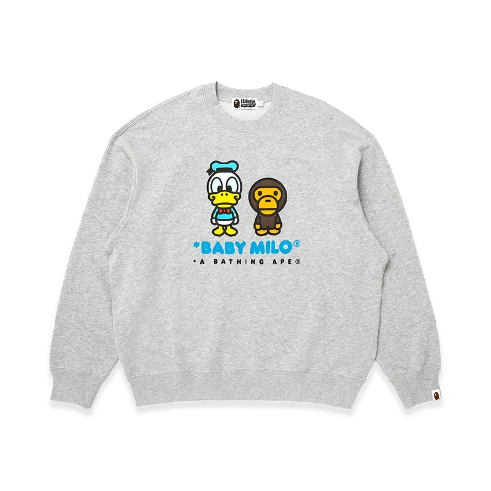 A BATHING APE x Disney Donald Duck Baby Milo Relaxed Fit Crewneck "Gray"