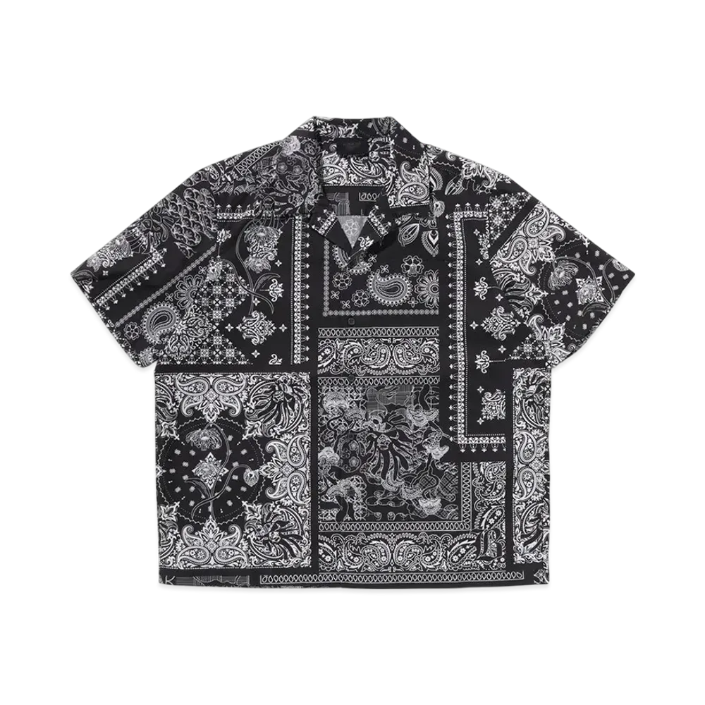 A BATHING APE Bape Black Boro Paisley Camp Shirt "Black"