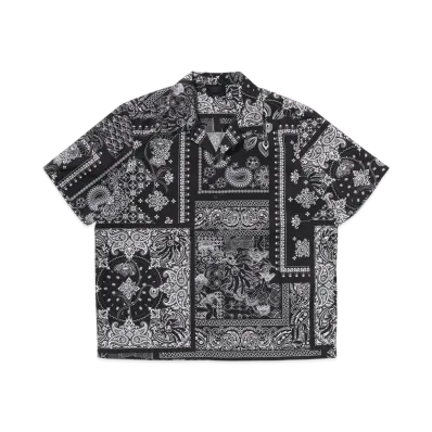 A BATHING APE Bape Black Boro Paisley Camp Shirt "Black"