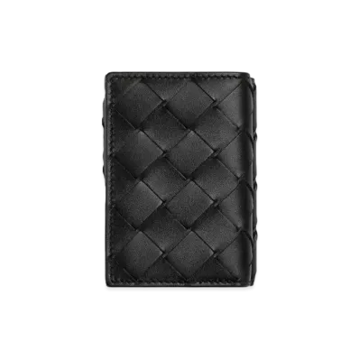 Bottega Veneta Tiny Trifold Wallet "Black Cobalt"