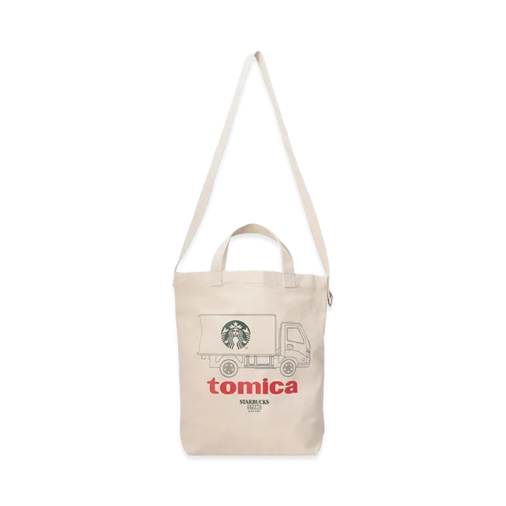 STARBUCKS STAND by BEAMS TOMICA Truck Print Tote Bag "Beige"