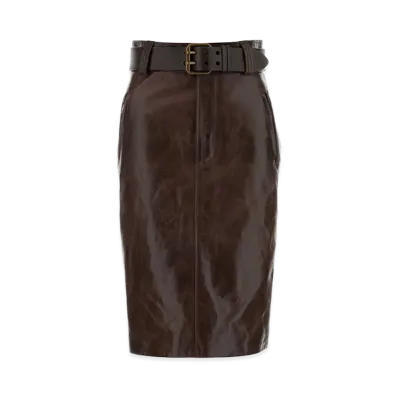 Saint Laurent Women's Leather Skirt "Brown"