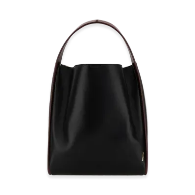 Jil Sander Women's Leather Pivot Bucket Bag "Black"