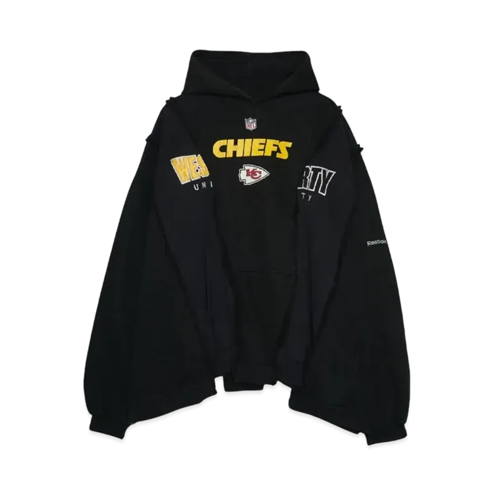 DISCOVERED LOOPING WIDE COLLEGE HOODIE with IRON CROSS CROCHET_ver.01 "BLACK"