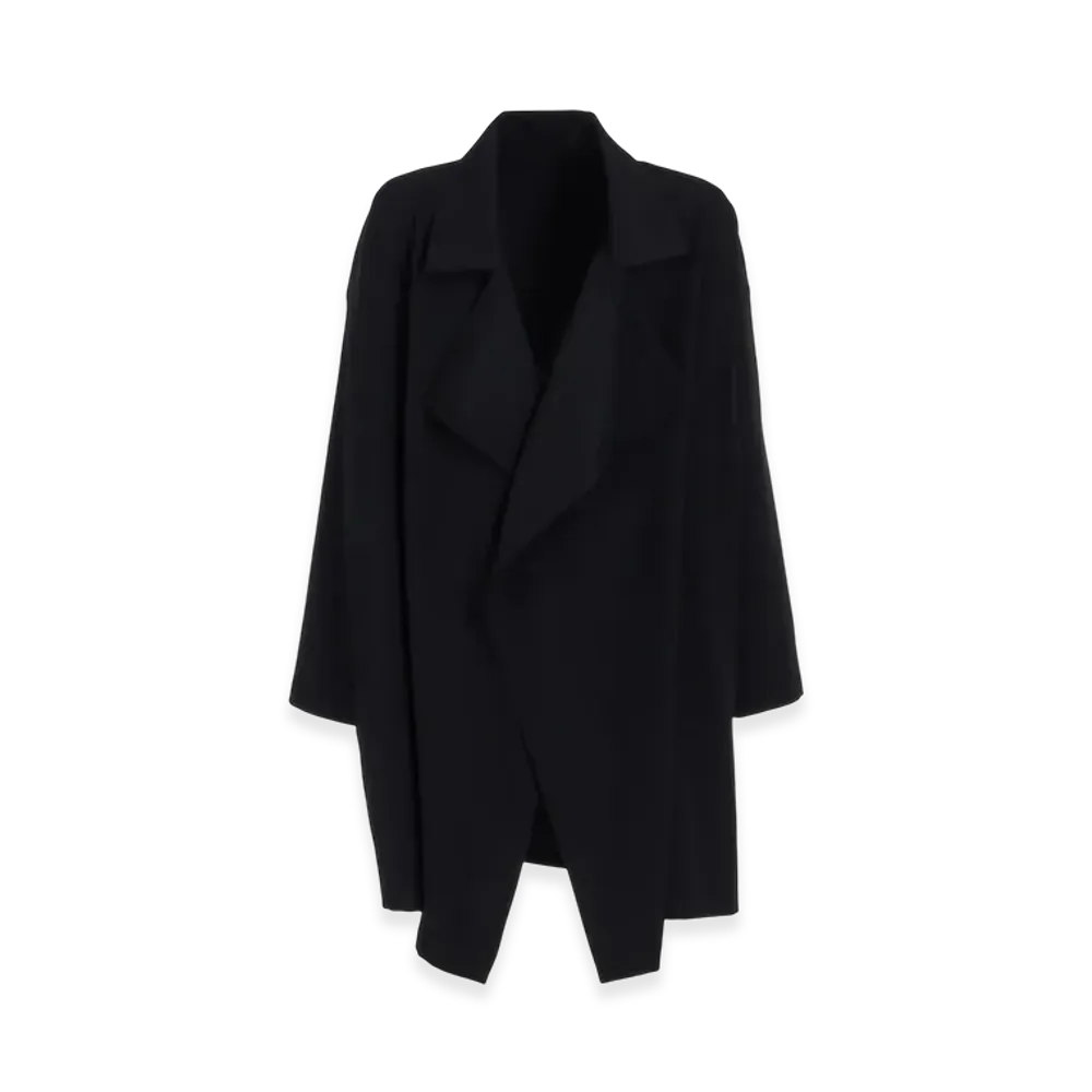 S'YTE Washer Wool Gabardine Flame Double Drape Coat "Black"